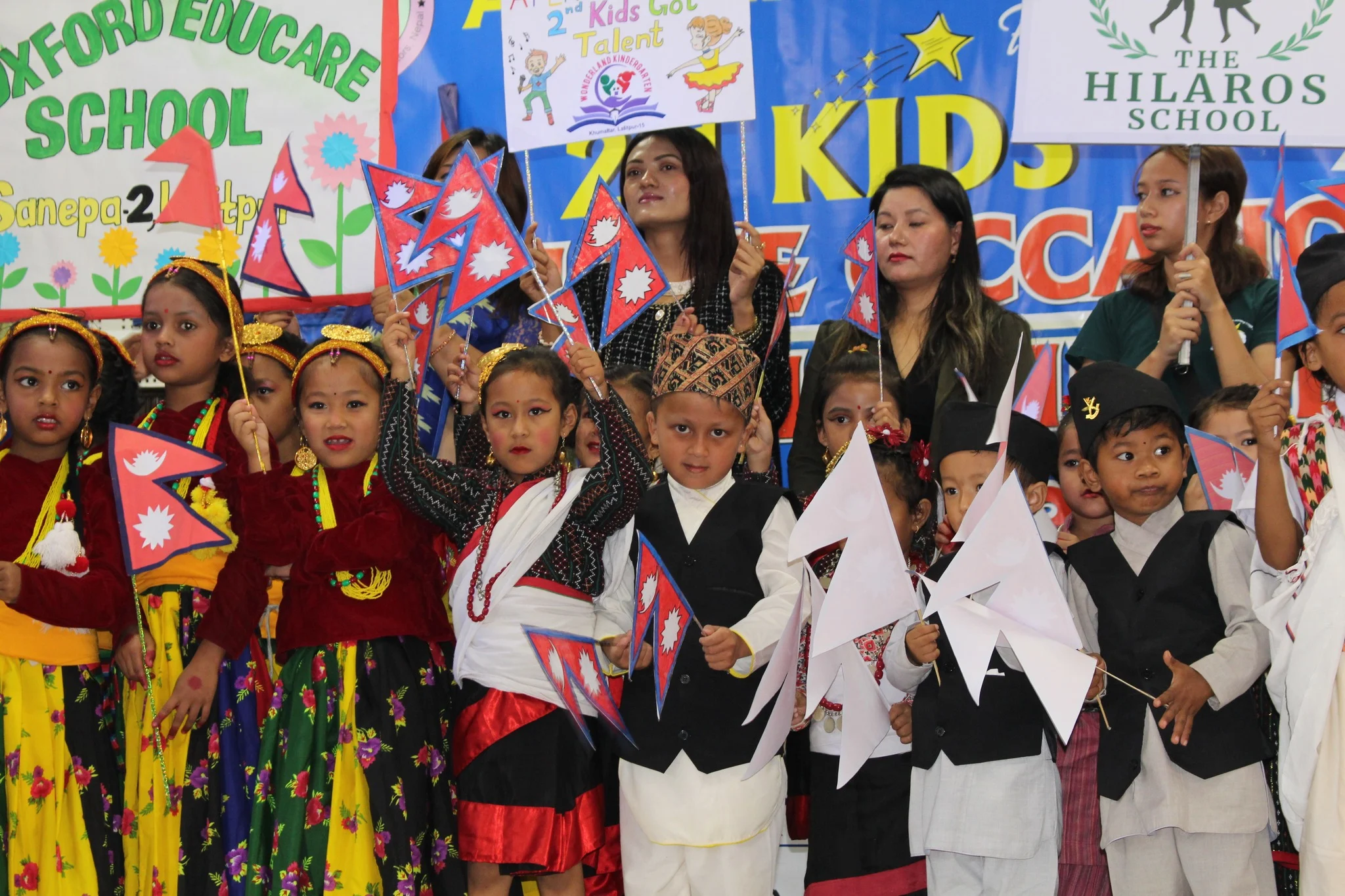 Happy children in costumes at Wonderland Kindergarten